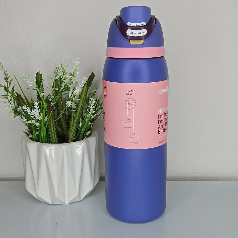 NWT Owala FreeSip Stainless Steel Water Bottle 40oz Color: Blue Jay - Picture 7 of 10